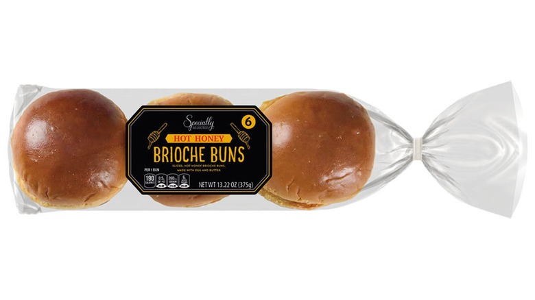 A package of Aldi's Specially Selected Hot Honey Brioche Buns