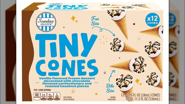 A box of Aldi's Sundae Shoppe Tiny Cones
