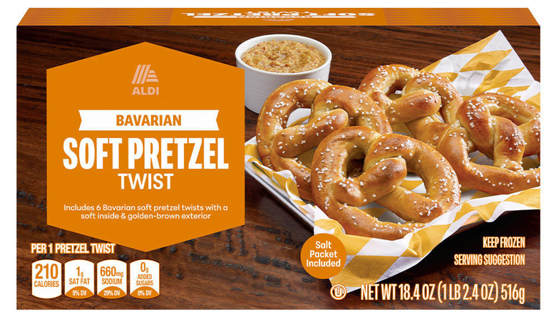 A box of Aldi Bavarian soft pretzel twists