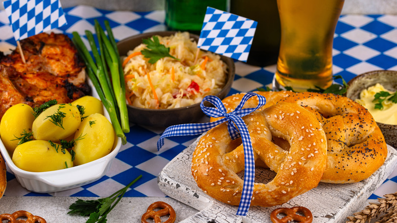 A selection of food closely associated with Oktoberfest