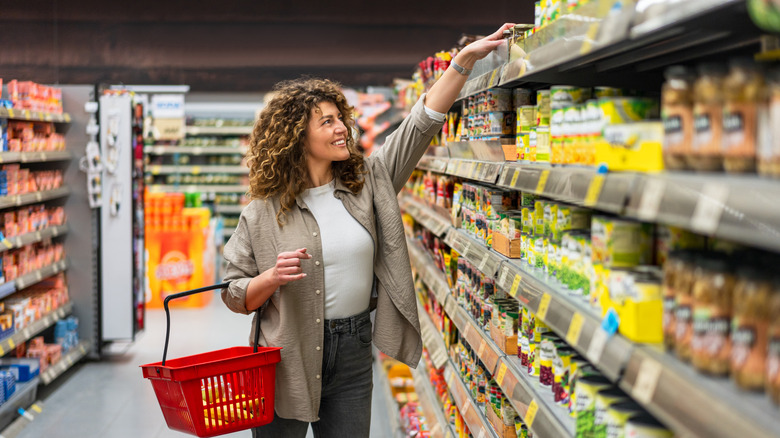 Woman shopping in grocery store