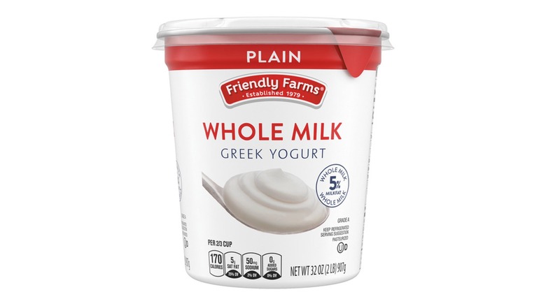Stock image of Aldi's Friendly Farms Plain Whole Milk Greek Yogurt