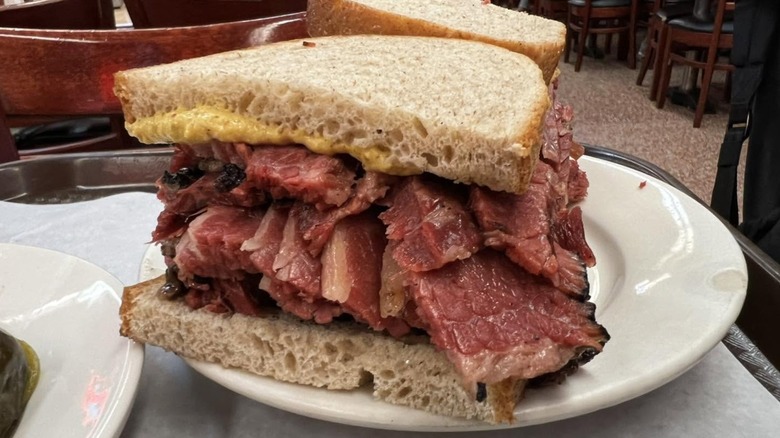 A large pastrami sandwich from Katz's Deli