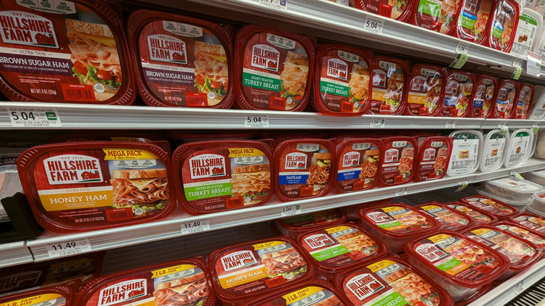 Hillshire farm deli meat packages in a store