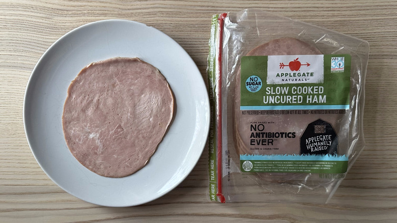 Applegate Naturals deli ham on white plate