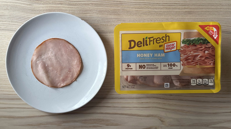 Deli Fresh by Oscar Mayer ham on white plate