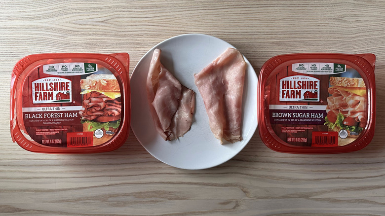 Hillshire Farm deli ham on white plate