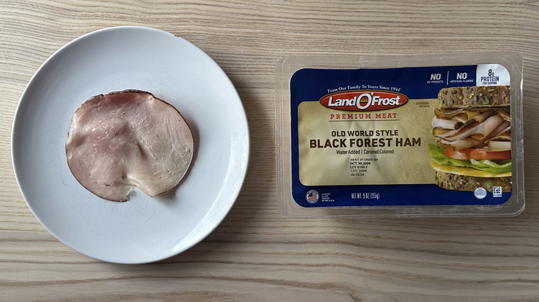 Land O'Frost ham on white plate