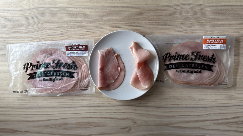 Prime Fresh deli ham on white plate