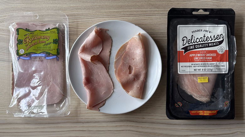 Trader Joe's deli ham on white plate