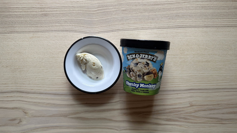 Ben and Jerry's Chunky Monkey in white bowl