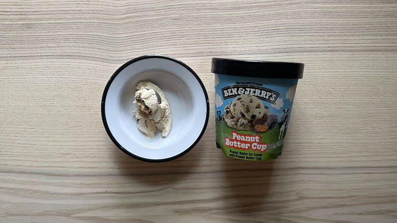 Ben and Jerry's Peanut Butter Cup in white bowl