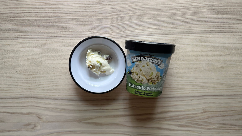 Ben and Jerry's Pistachio Pistachio in white bowl