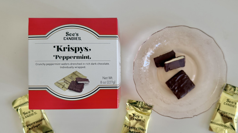 Peppermint Krispys box on a table