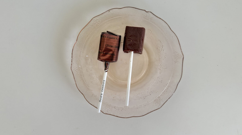 Chocolate Lollypop pieces on a plate