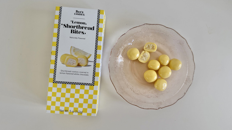 Several Lemon Shortbread Bites on a plate