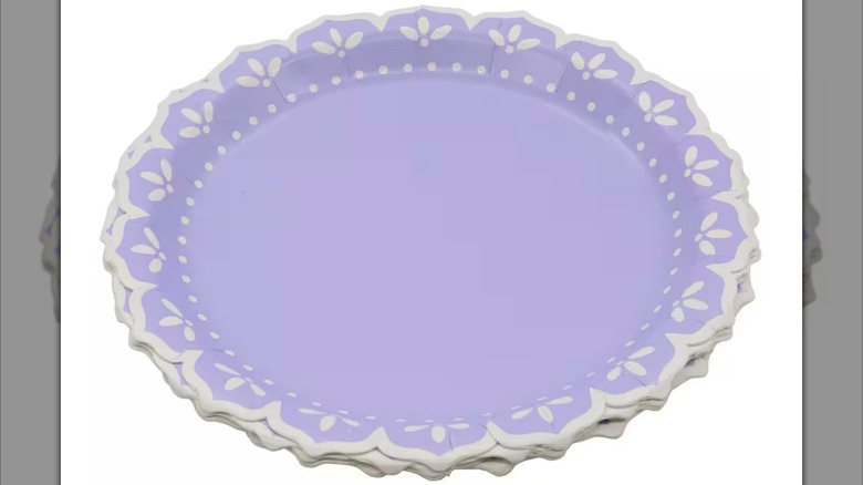 Stock image of the Celebrate It Purple Petal Dot Snack Plates