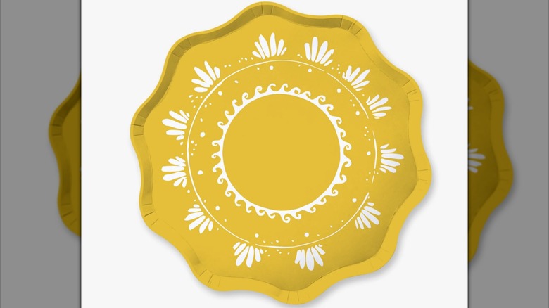 A stock image of the yellow Table Two Studio Palmas Dinner Plate Set