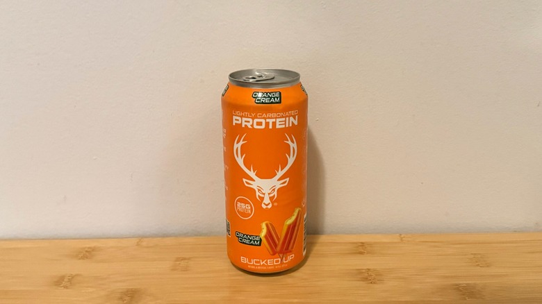 Bucked Up: Orange Cream protein soda on display