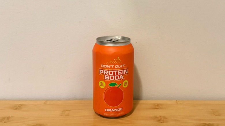 Don't Quit!: Orange protein soda on display