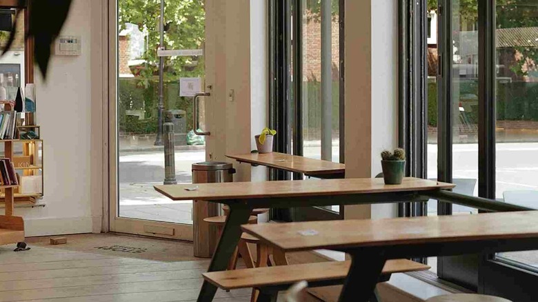 Interior shot of the seating at Story Coffee in London
