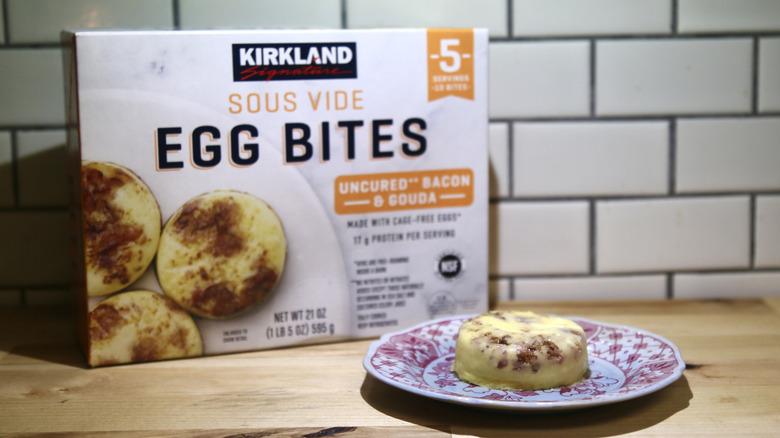 Kirkland Sous Vide Uncured Bacon and Gouda egg bite on plate