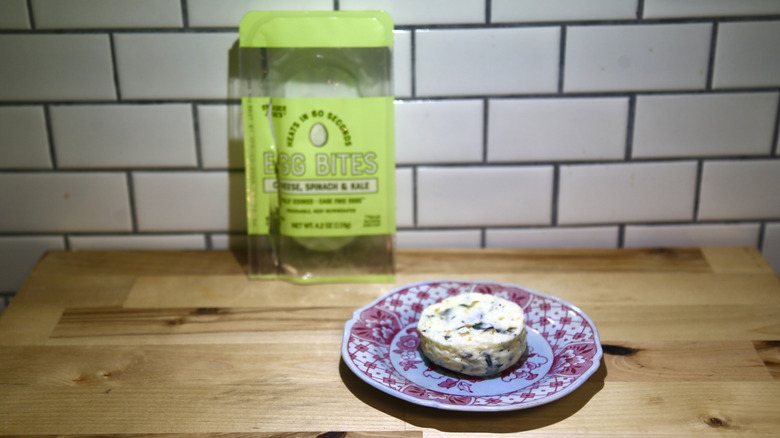 Trader Joe's Cheese, Spinach, and Kale egg bite on plate