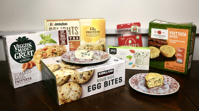 egg bite boxes and bites on plates
