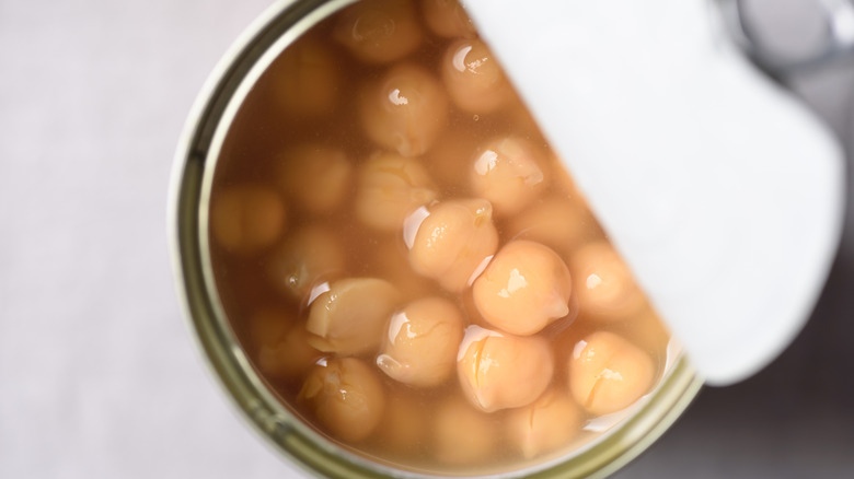 Open can of chickpeas