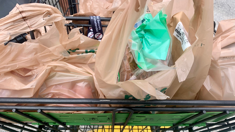 Publix shopping cart with plastic bags