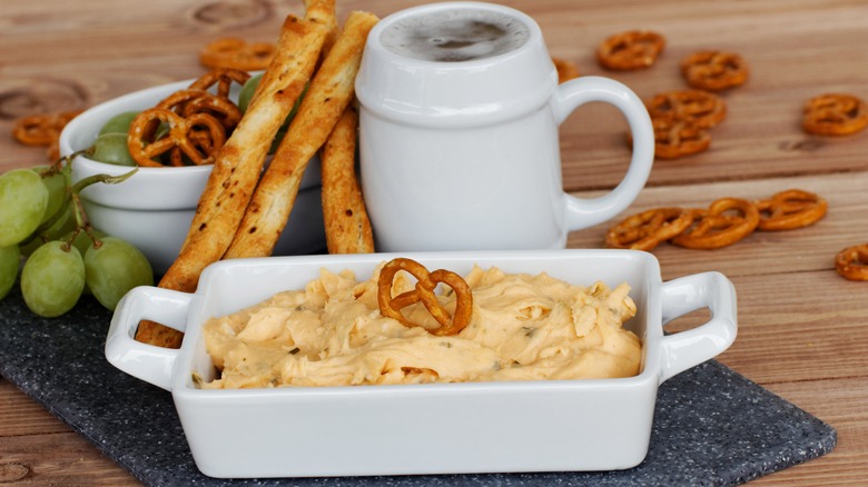 Beer cheese dip with pretzels