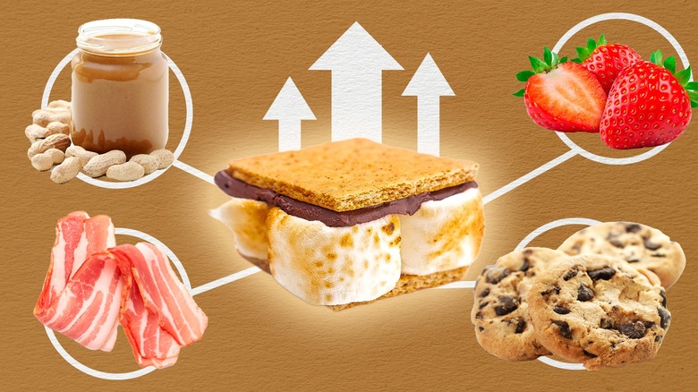 S'mores surrounded by different foods