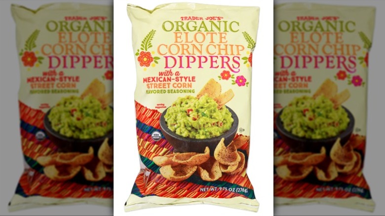 Bag of corn chip dippers on white background