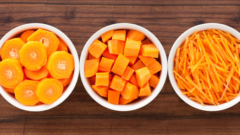 Carrots cut in different styles