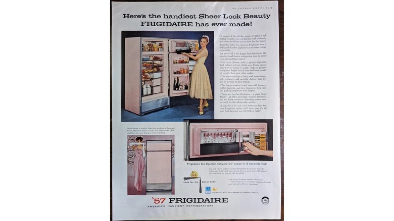 1957 Frigidaire Sheer Look Beauty Refrigerator print ad