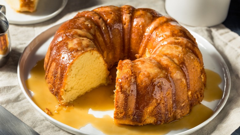 A warm buttered rum cake