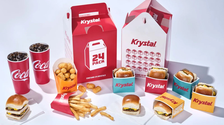 Various Krystal menu items against a white background