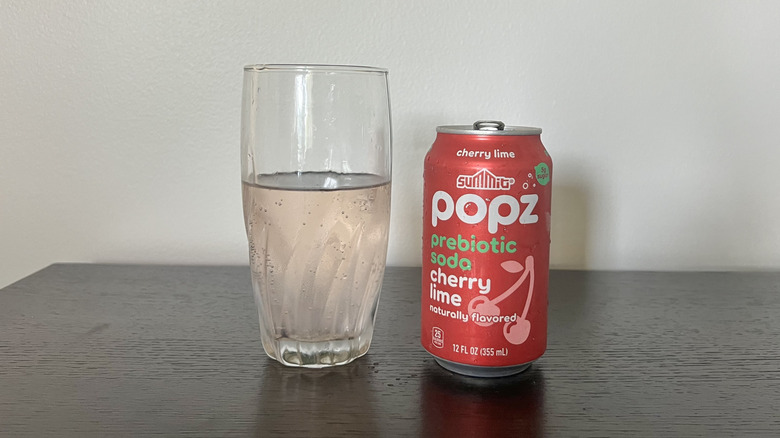 Summit Popz cherry lime soda in a glass.