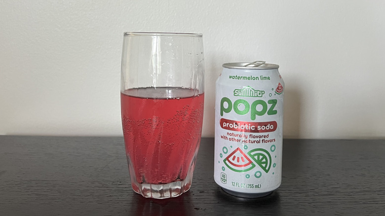 Summit Popz watermelon lime soda in a glass.