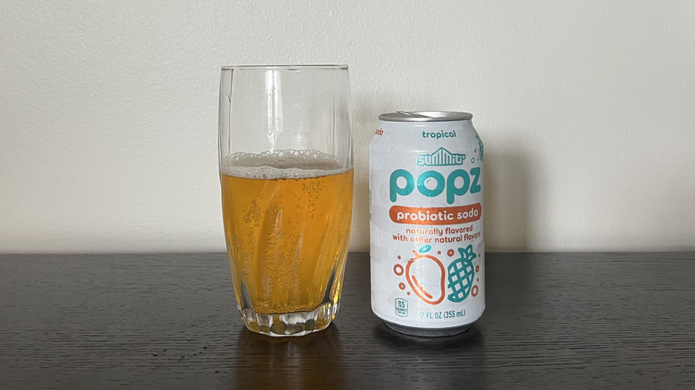 Summit Popz tropical soda in a glass.