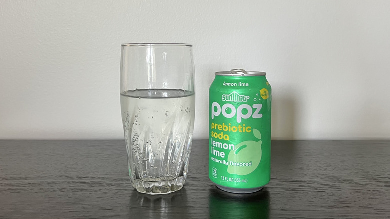 Summit Popz lemon lime soda in a glass.