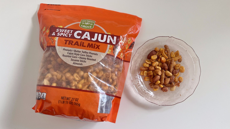 Sweet and Spicy Cajun trail mix on a plate