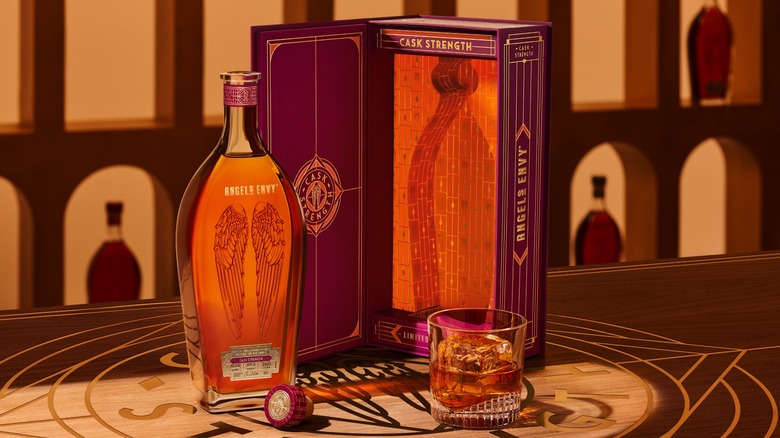 Angel's Envy Series Cask Strength: Bourbon with box and glass