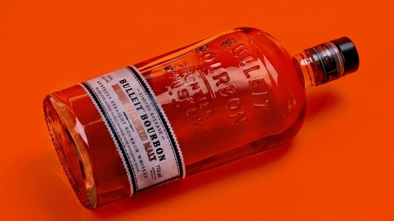 Bottle of Bulleit Bourbon Mesquite Smoked Malt Kentucky Straight Bourbon
