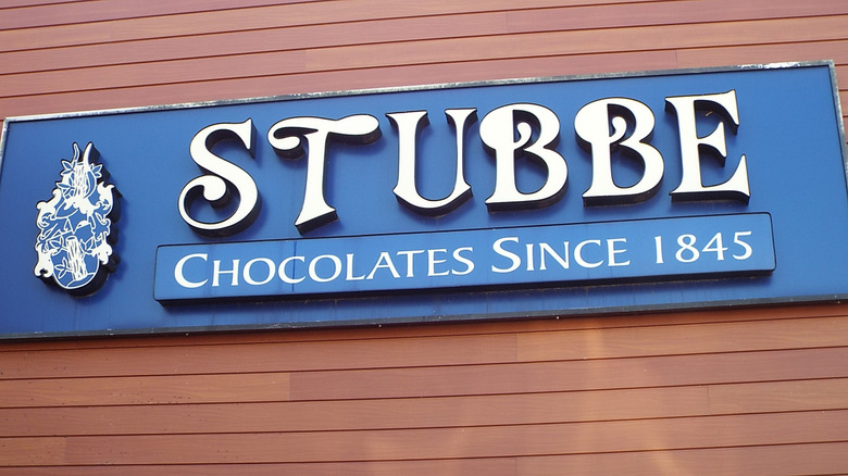 A sign for Stubbe Chocolates