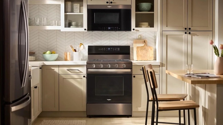 A Whirlpool oven installed in a bright kitchen