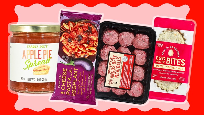 Trader Joe's items on a colorful background