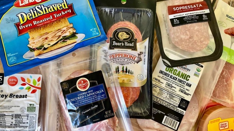 Assorted packaged deli meats