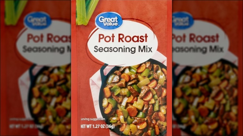 Packet of Great Value pot roast seasoning mix