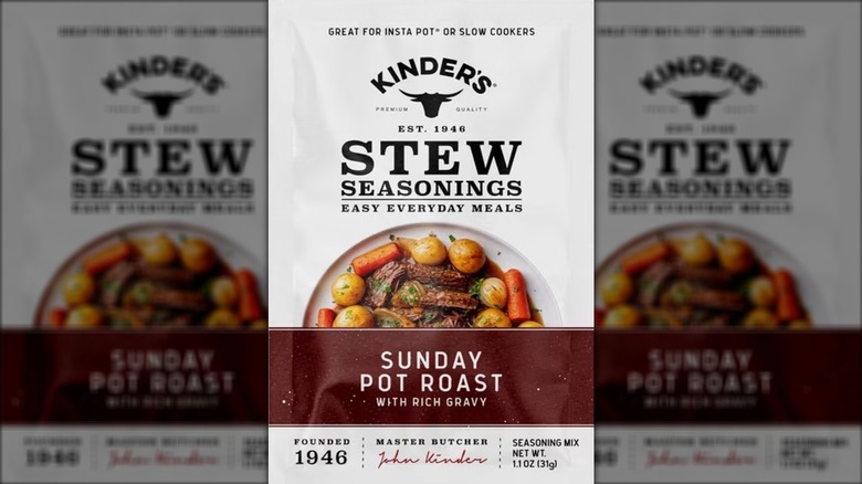 Packet of Kinder's Sunday pot roast stew seasoning for slow cooking